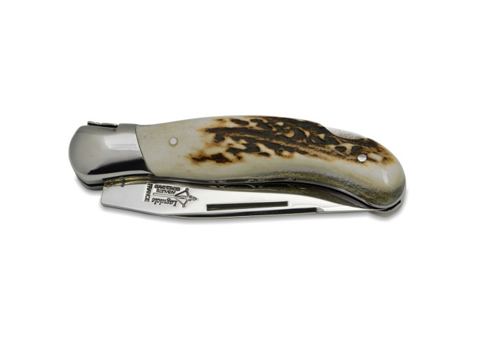 Laguiole knife Grande Nature Double plates, 12 cm deer antlers handle