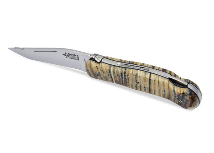 Laguiole knife Grande Nature Hand-Chiseled, 12 cm mammoth molar handle