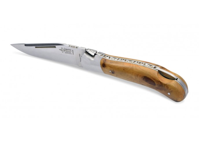 Laguiole folding knife Grande Nature Prestige, 12 cm juniper wood handle, matt finish