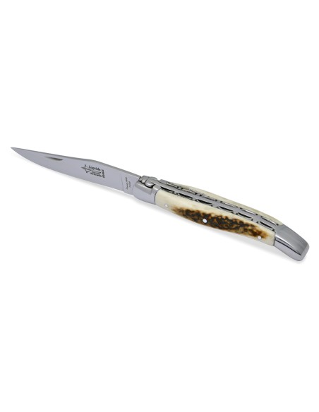 Laguiole Forgé, doubles platines, manche en bois de cerf, finition brillant