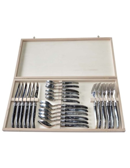 Laguiole table cutlery set, 24 pieces, Horn handle, shiny finish