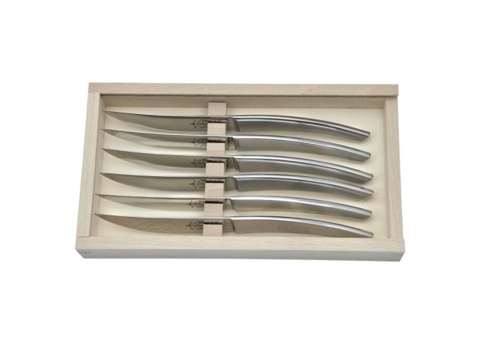 Box with 6 steak knives Le Thiers ®, stainless steel monobloc, diswasher safe