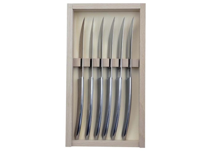 Coffret de 6 couteaux de table Le Thiers ® monobloc tout inox, lave-vaisselle