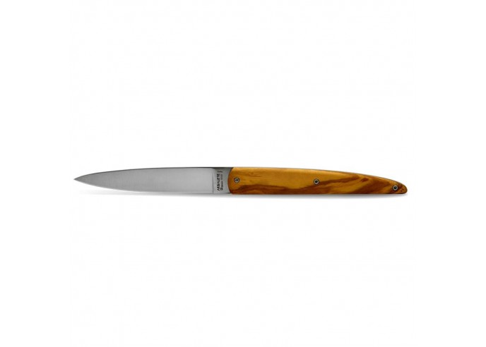 6 Arbalète table knives, Olive wood handle of 12 cm, mat finish