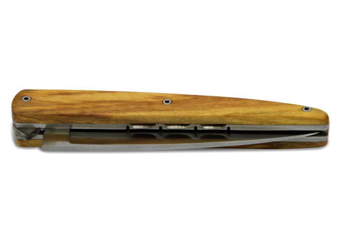 Arbalete folding knife, double plates, 12 cm olive wood handle, matt finish