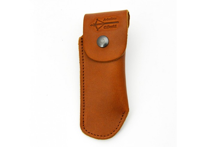 Brown leather sheath to wear on belt for hunting knife, 12 cm