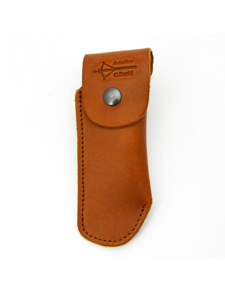 Brown leather sheath to wear on belt for hunting knife, 12 cm
