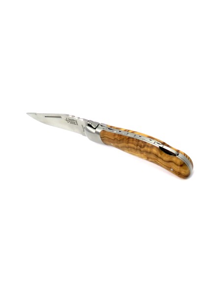 Laguiole folding knife Grande Nature Prestige, 12 cm olive wood handle, matt finish