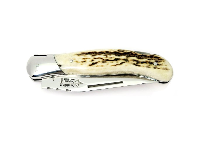 Laguiole knife Grande Nature prestige, 12 cm deer antlers handle