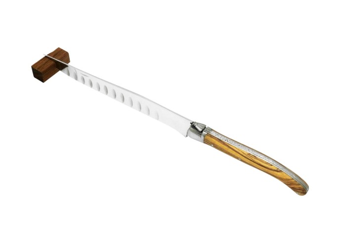 Couteau à jambon Laguiole, manche en olivier de 12 cm, finition mat