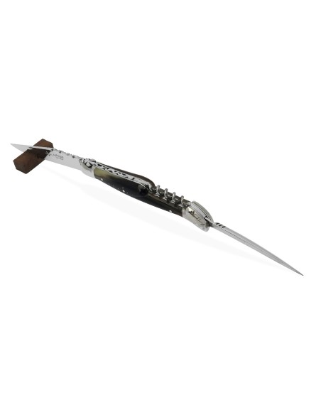 Couteau Laguiole avec tire-bouchon et poinçon en Pointe de Corne 12 cm