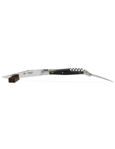 Couteau Laguiole avec tire-bouchon et poinçon en Pointe de Corne 12 cm