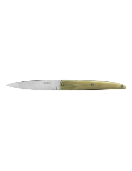 Arbalete folding knife, smooth, 12 cm blonde horn tip handle, shiny finish