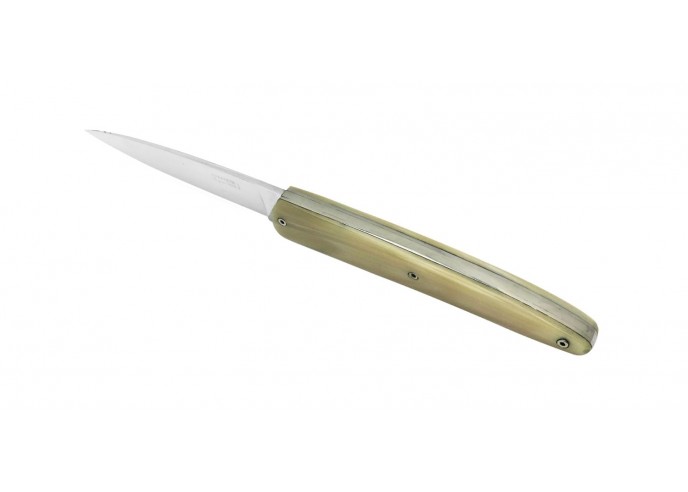 Arbalète knife, Blonde horn tip handle of 12 cm, shiny finish