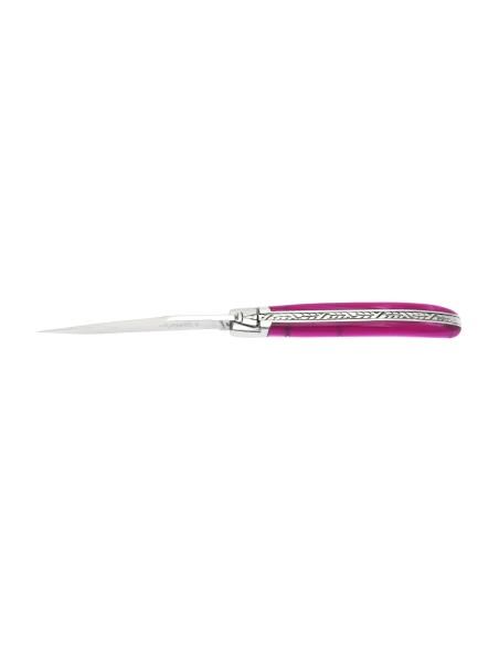 Laguiole folding knife for Ladies, pink pearl acrylic handle, shiny finish