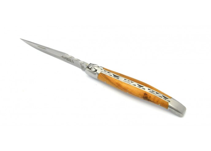 Laguiole Forged folding knife, 12 cm juniper wood handle with matt finish