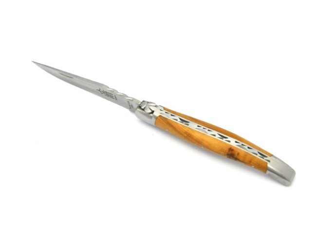 Laguiole pliant Forgé, manche en genévrier 12 cm, finition mat