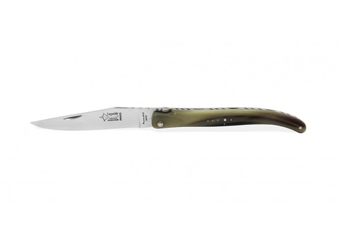 couteau de laguiole pliant 12 cm plein manche en pointe de corne