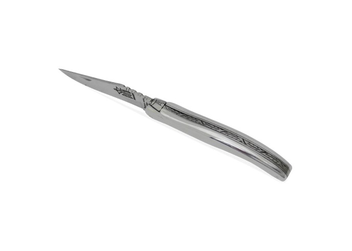 Laguiole pliant plein manche tout inox de 11 cm, finition brillant