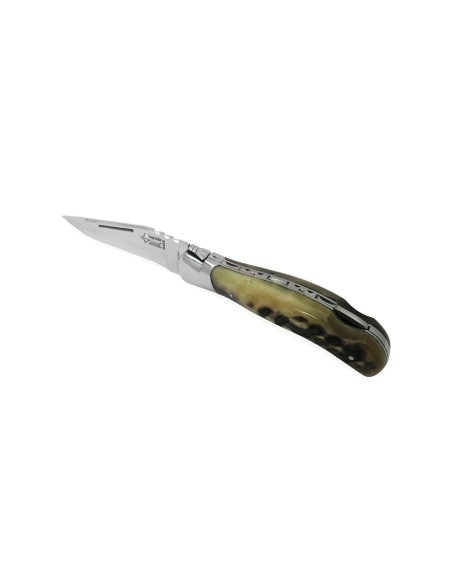 Laguiole folding knife Grande Nature Prestige, 12 cm ram's horn with crust handle, shiny finish