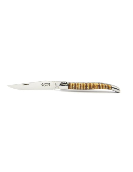 Laguiole folding knife Forged 12 cm, light brown Mammoth molar handle, shiny finish