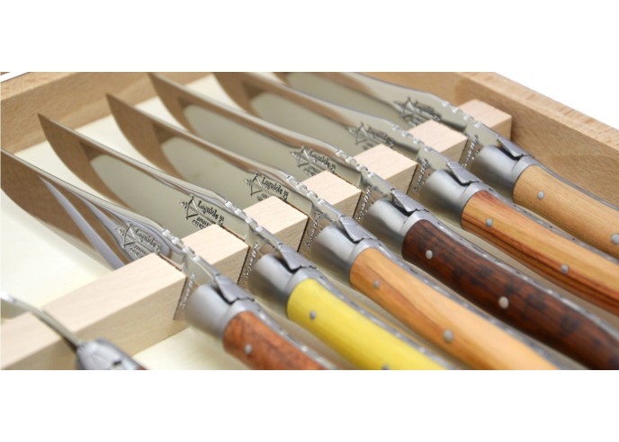 Ménagère Laguiole prestige, 6 couteaux & 6 fourchettes bois divers, finition mat