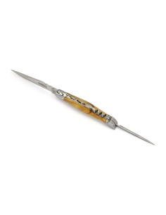 Laguiole pliant forgé 12 cm, lame et tire-bouchon et poinçon, manche en olivier, finition mat