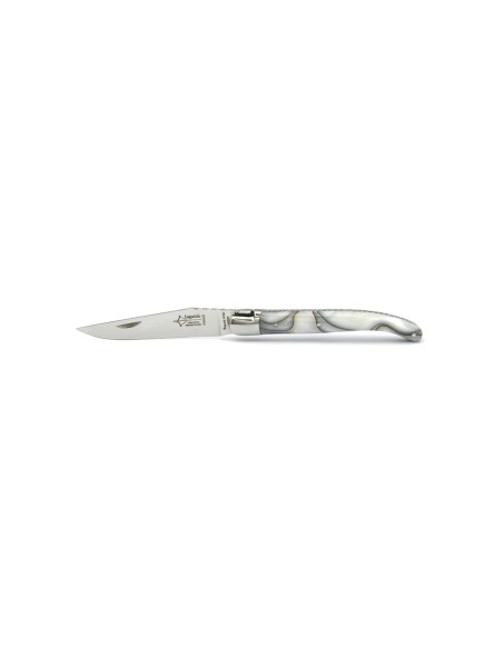 Laguiole folding knife for Ladies, pearl acrylic handle, shiny finish