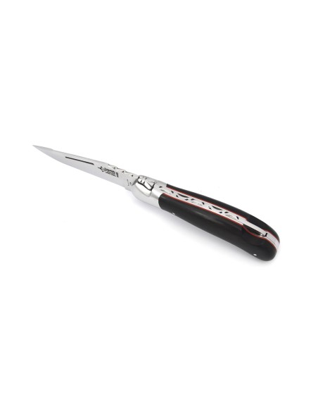 Laguiole folding knife Grande Nature Prestige, pack Laguiole with sheath, 12 cm ebony wood handle, shiny finish