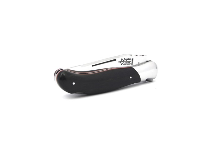 Laguiole folding knife Grande Nature Prestige, pack Laguiole with sheath, 12 cm ebony wood handle, shiny finish