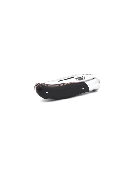 Laguiole folding knife Grande Nature Prestige, pack Laguiole with sheath, 12 cm ebony wood handle, shiny finish