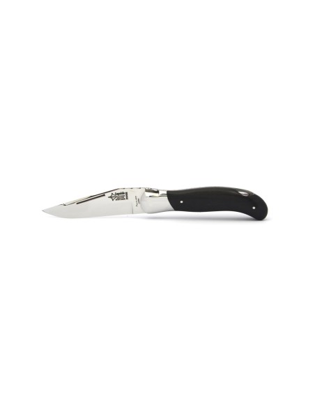 Laguiole folding knife Grande Nature Prestige, pack Laguiole with sheath, 12 cm ebony wood handle, shiny finish