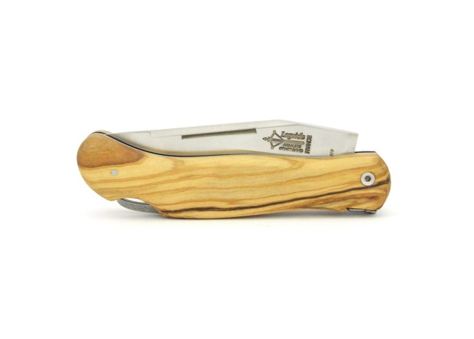 Laguiole folding knife Cubic Grande Nature, 12 cm olive wood handle, matt finish