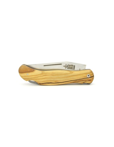 Laguiole folding knife Cubic Grande Nature, 12 cm olive wood handle, matt finish