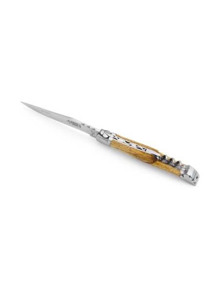Laguiole pliant avec tire-bouchon et poinçon en Chêne 12 cm