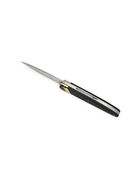 Arbalète knife, false deer antler bolster, ebony handle of 12 cm, matt finish