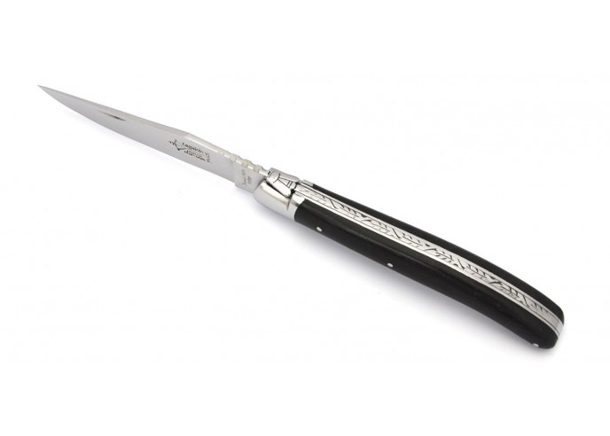 Laguiole Prestige folding knife, 12 cm ebony wood handle, shiny finish