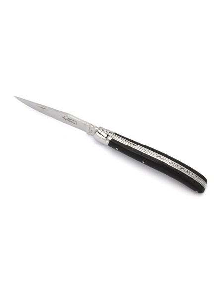 Laguiole Prestige folding knife, 12 cm ebony wood handle, shiny finish