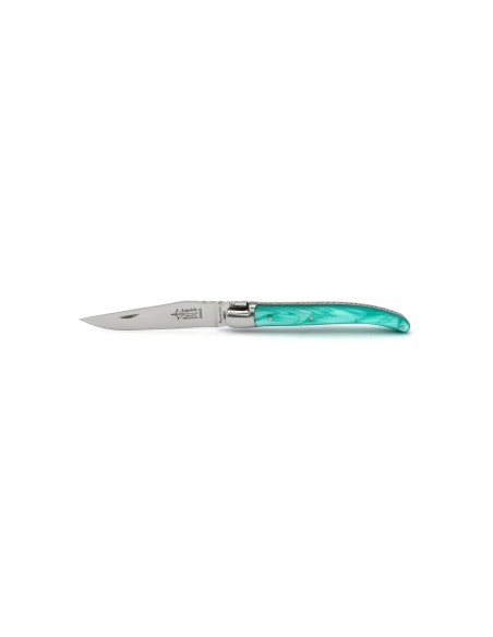 Laguiole folding knife for Ladies, turquoise pearl acrylic handle, shiny finish