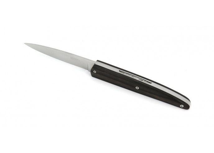 Arbalète knife, Handmade chiseled, full Ebony handle, shiny finish