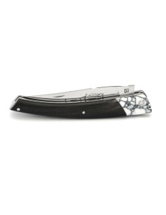 Le Thiers® knife bolster white turquoise, 12 cm black buffalo handle 2