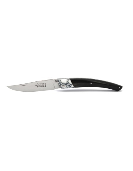 Le Thiers® pliant Prestige en pointe de corne noire et mitre avant façon marbre