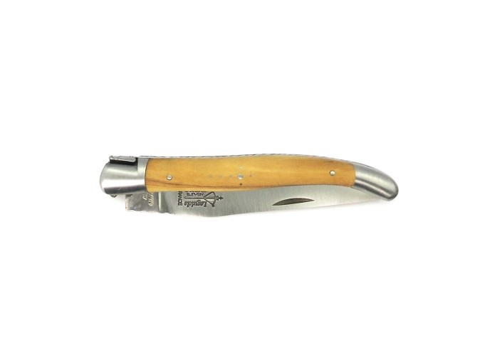 Laguiole pliant Prestige, lame en carbone, manche en olivier de 12 cm, finition mat