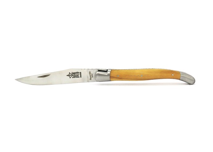 Laguiole pliant Prestige, lame en carbone, manche en olivier de 12 cm, finition mat