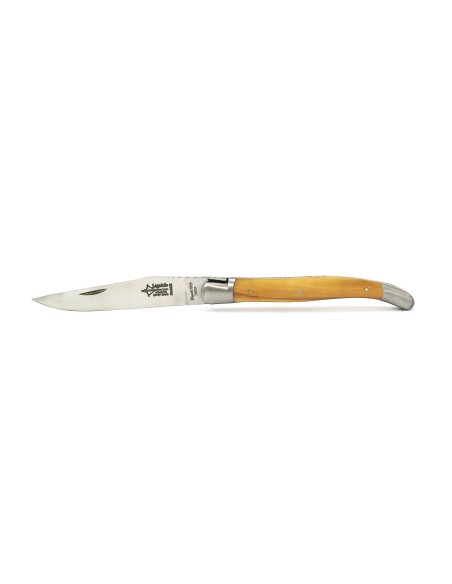 Laguiole pliant Prestige, lame en carbone, manche en olivier de 12 cm, finition mat