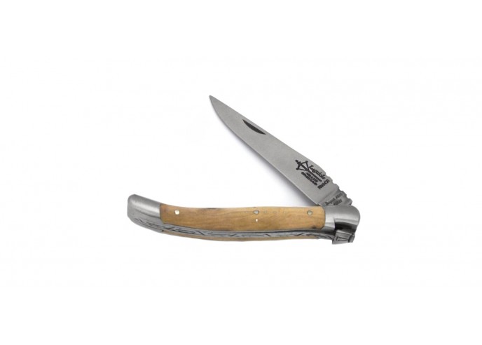 Laguiole folding knife for Ladies, 10 cm juniper wood handle, matt finish