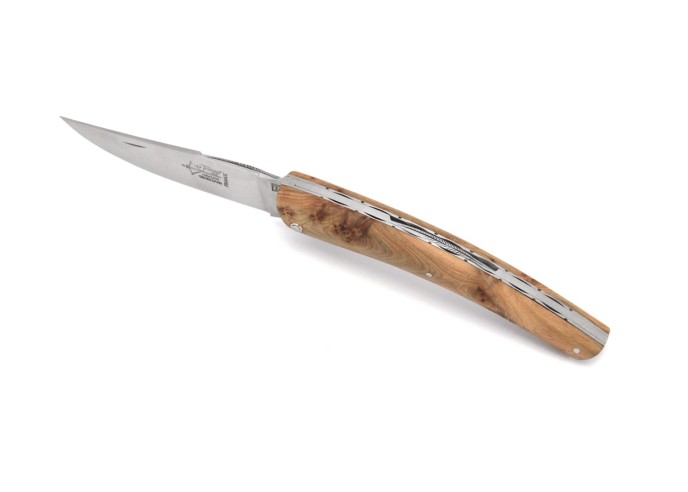 Le Thiers ® pliant prestige, ciselé main, manche en genévrier de 12 cm, finition mat