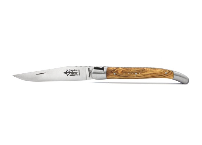 Laguiole folding knife for Ladies, 11 cm olive wood handle, matt finish