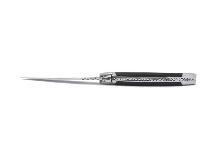 Laguiole pliant au féminin, lame seule, manche en corne de 11 cm, finition brillant