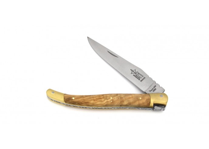 Laguiole folding knife Prestige, 12 cm olive wood handle, matt finish